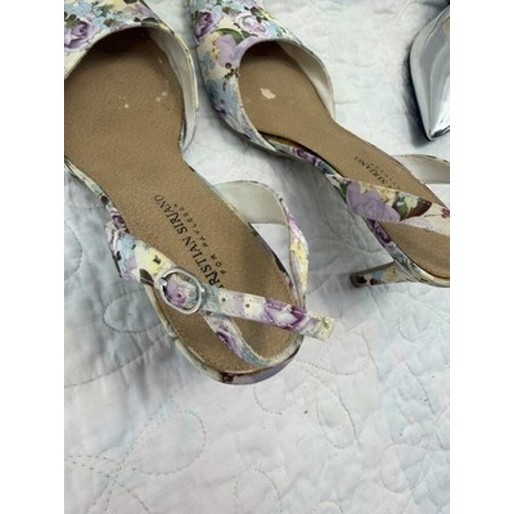 Christian Siriano women floral slingback pointed toe buckle heel cottagecore 9.5 - Picture 7 of 7